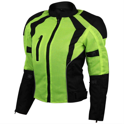 Vance Leathers high visibility 3-season mesh motorcycle jacket front angle