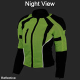 Vance Leathers high visibility 3-season mesh motorcycle jacket front nighttime view