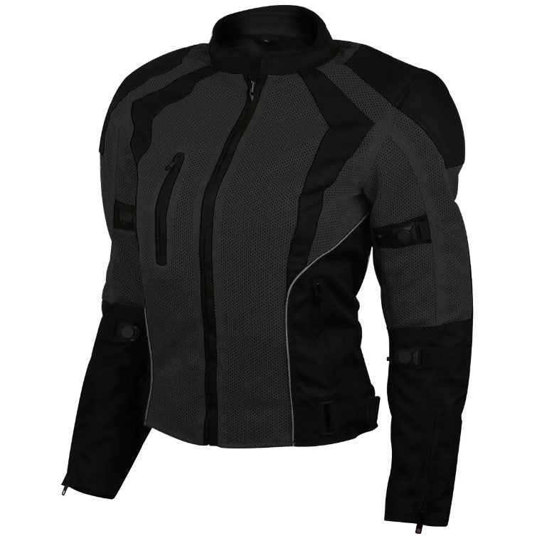 Women's Black Mesh Motorcycle Jacket with Armor