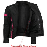 Vance Leathers women's pink mesh motorcycle jacket front open